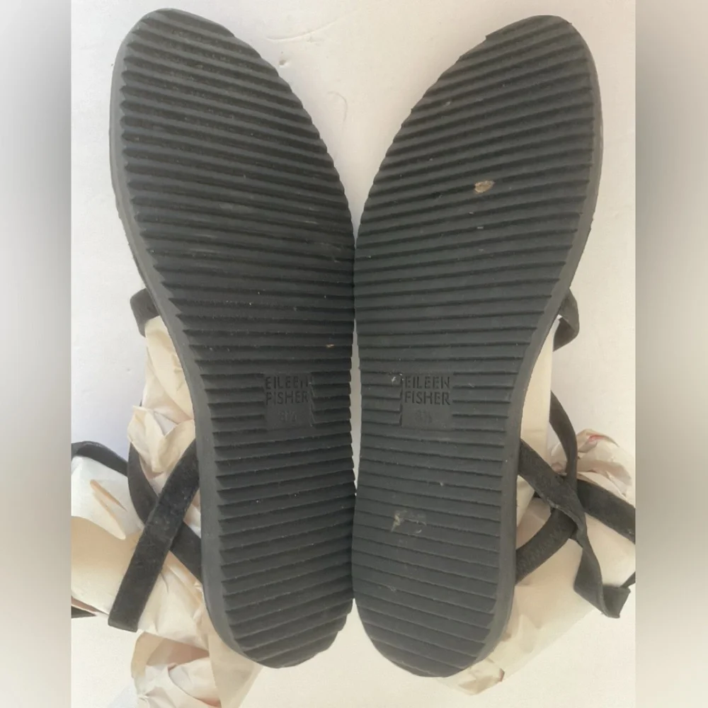 Eileen Fisher Black leather Sandals size 8.5 - Picture 6 of 10